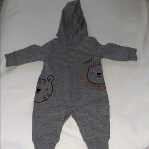 Carter's Gray Animal Print Hooded Footie